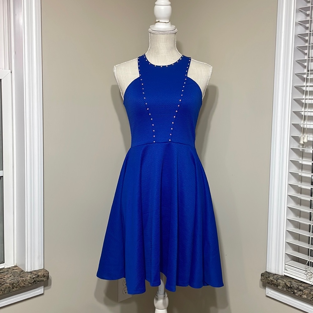 Blue rhinestoned dress/ dance costume